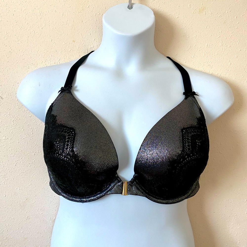 CACIQUE Metallic boost plunge bra with front hook